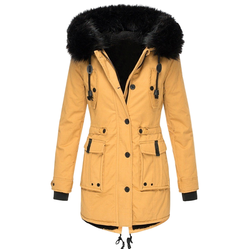 Kurtka parka z kapturem ze sztucznego futra dla kobiet 7