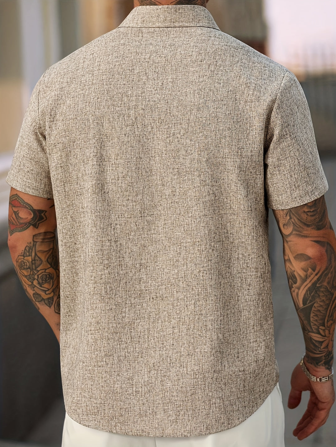 Męska koszula z krótkim rękawem, oddychający materiał, klasyczny kołnierzyk Kent na lato, uniwersalny design