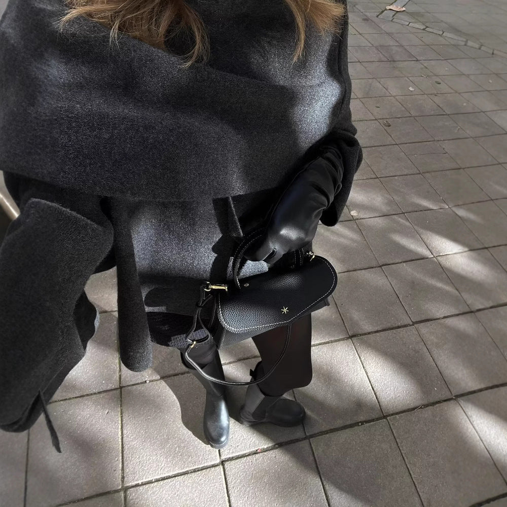 Damskie poncho z asymetryczną peleryną - elegancka narzutka na jesień i zimę