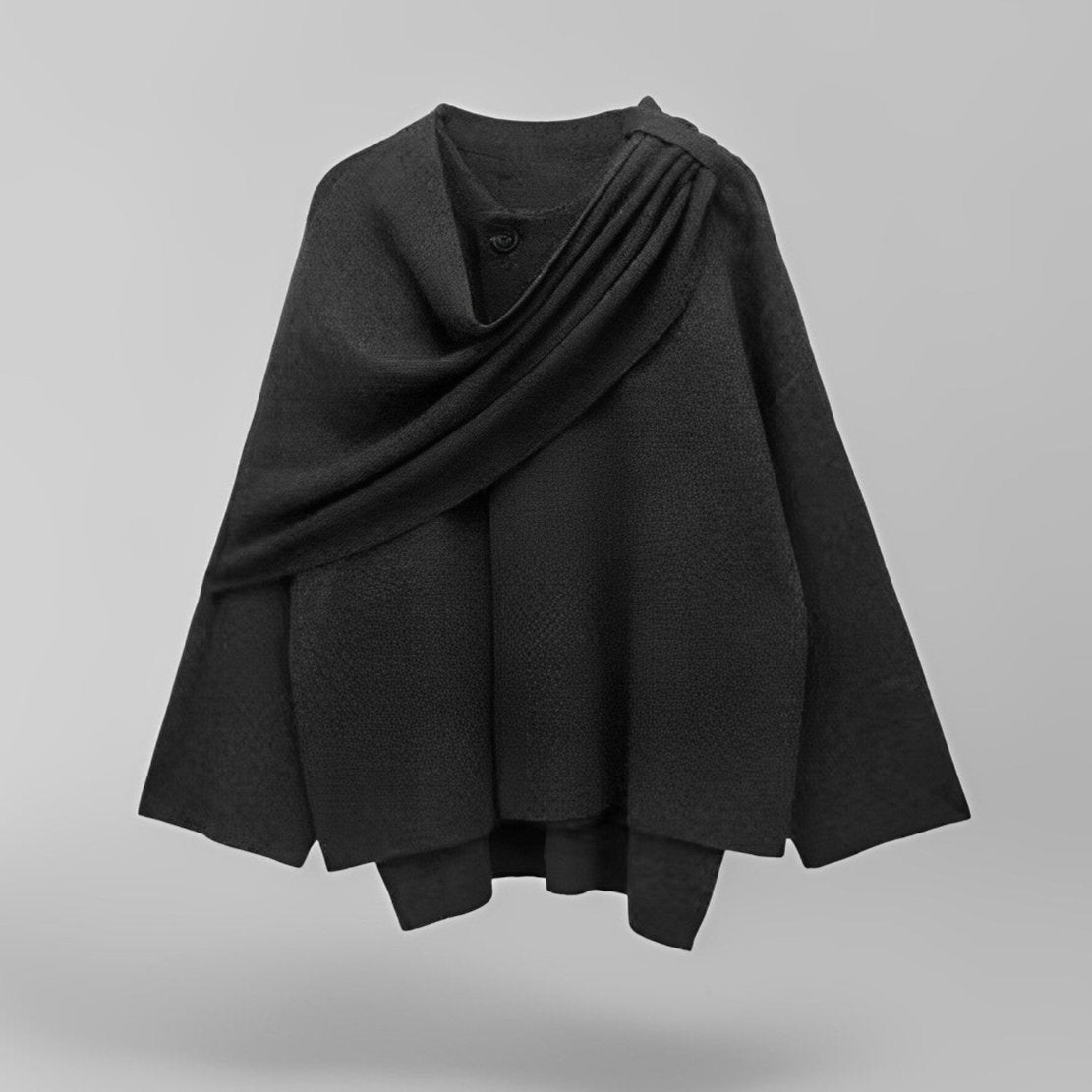 Damskie poncho z asymetryczną peleryną - elegancka narzutka na jesień i zimę
