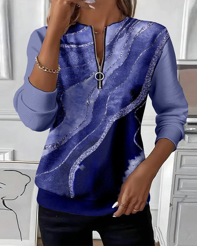 Bluza z zamkiem błyskawicznym i nadrukiem w stylu vintage 6