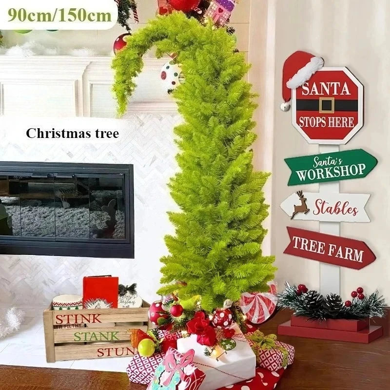 Choinka sztuczna z PVC w kształcie czapki Mikołaja, 90 cm/150 cm, dekoracja 2