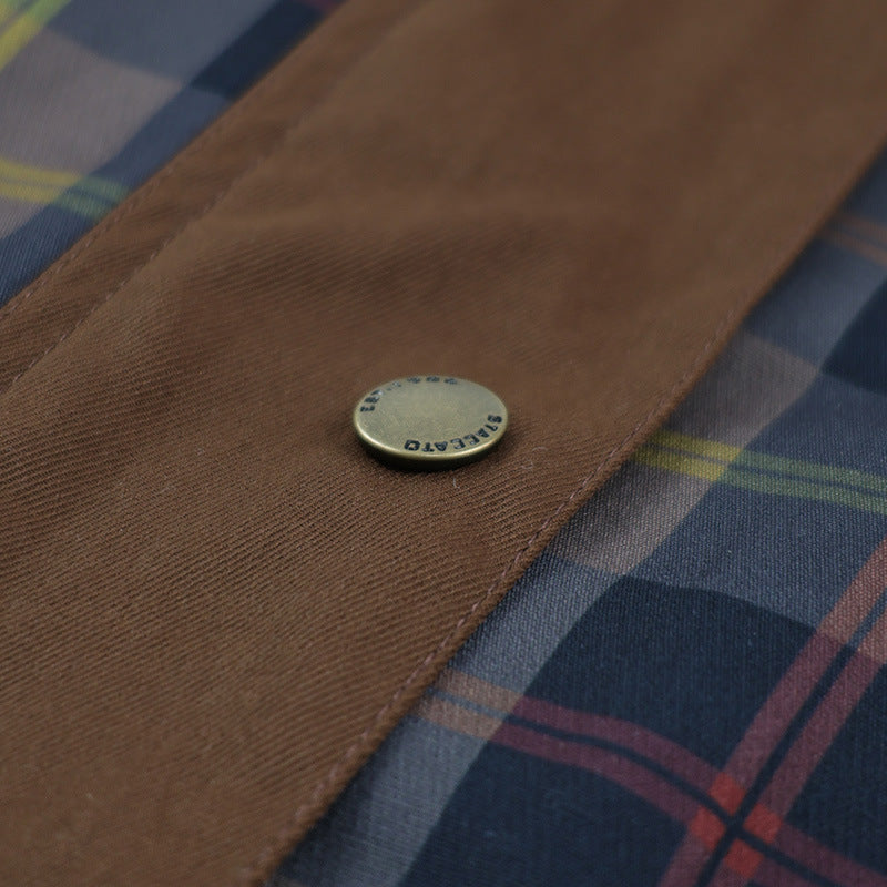 Ciepła kurtka w kratę dla kobiet z miękkim kołnierzem ze sztucznego futra 5