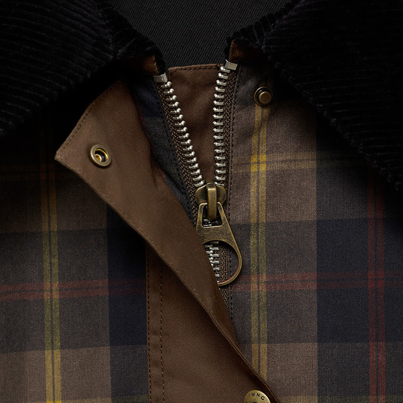 Ciepła kurtka w kratę dla kobiet z miękkim kołnierzem ze sztucznego futra 6