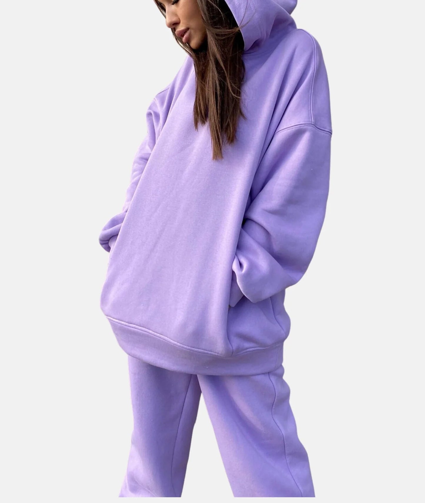 Damska bluza oversize z kapturem i dres typu jogger - dwuczęściowy zestaw do noszenia na co dzień