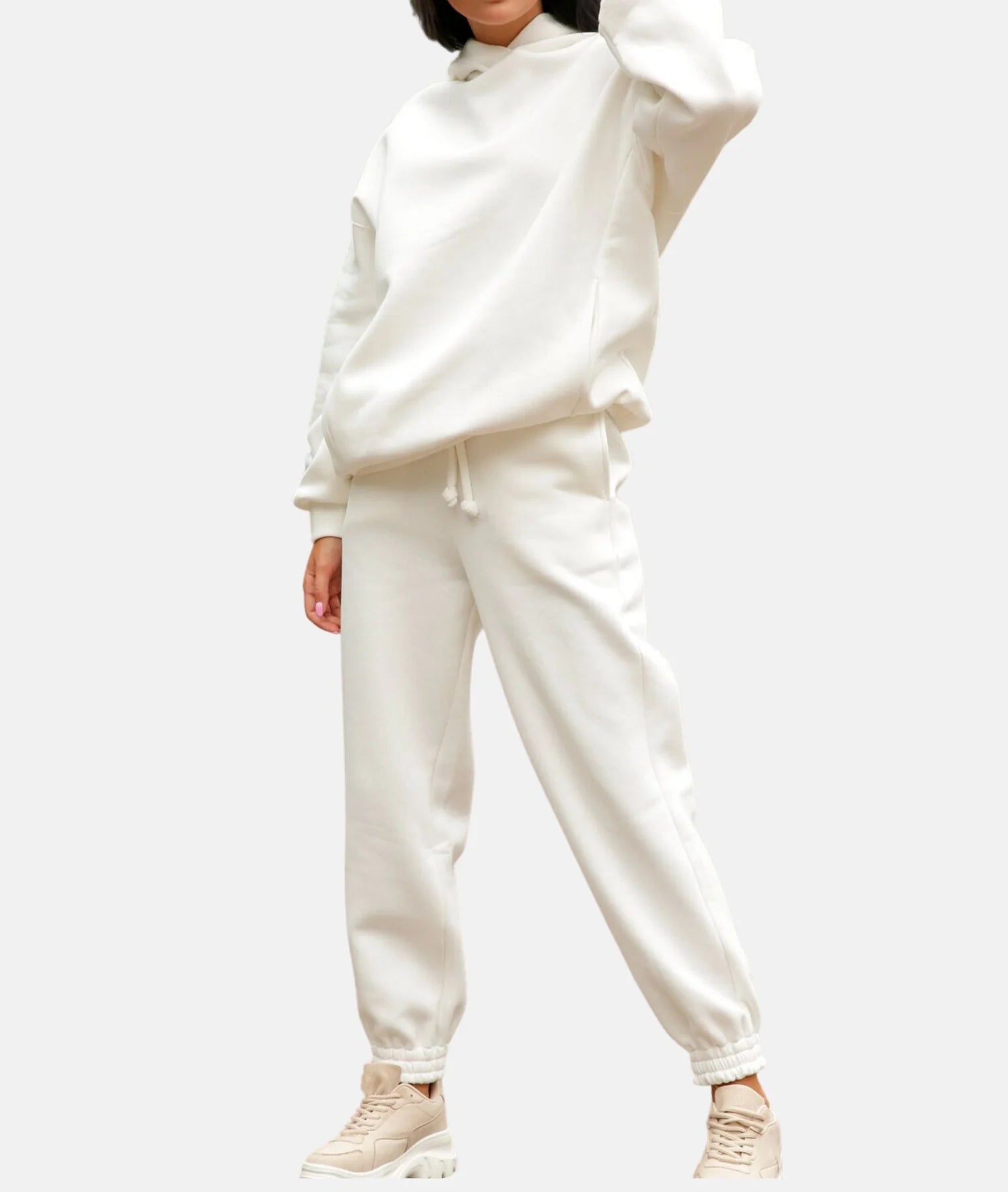 Damska bluza oversize z kapturem i dres typu jogger - dwuczęściowy zestaw do noszenia na co dzień