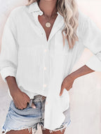 Damska bluzka koszulowa | Przewiewny oversizowy wygląd dla nowoczesnej lekkości | Amelie
