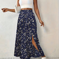 Damska spódnica maxi | Letni kwiatowy sen z rozcięciem | Elarith