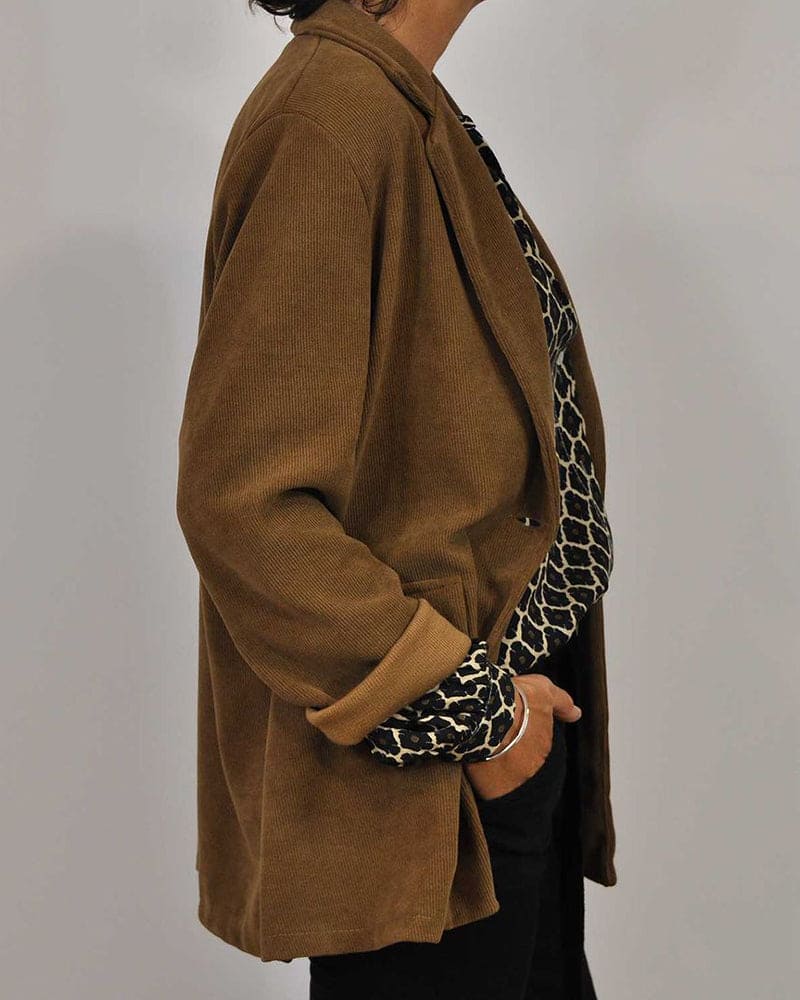 Damska wzorzysta bluzka z dekoltem V - koszula z długim rękawem o luźnym kroju