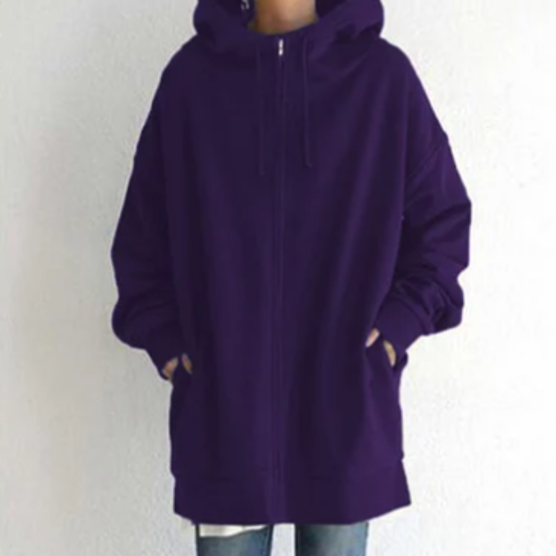 Damska jesienno-zimowa bluza z kapturem i zamkiem błyskawicznym 9