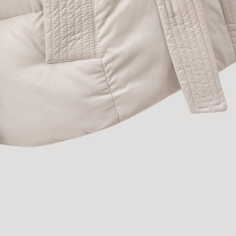 Damska kurtka z podszewką i paskiem | Krótkie okrycie wierzchnie z kapturem 5