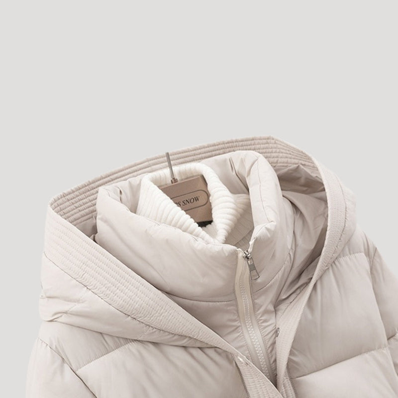 Damska kurtka z podszewką i paskiem | Krótkie okrycie wierzchnie z kapturem 6