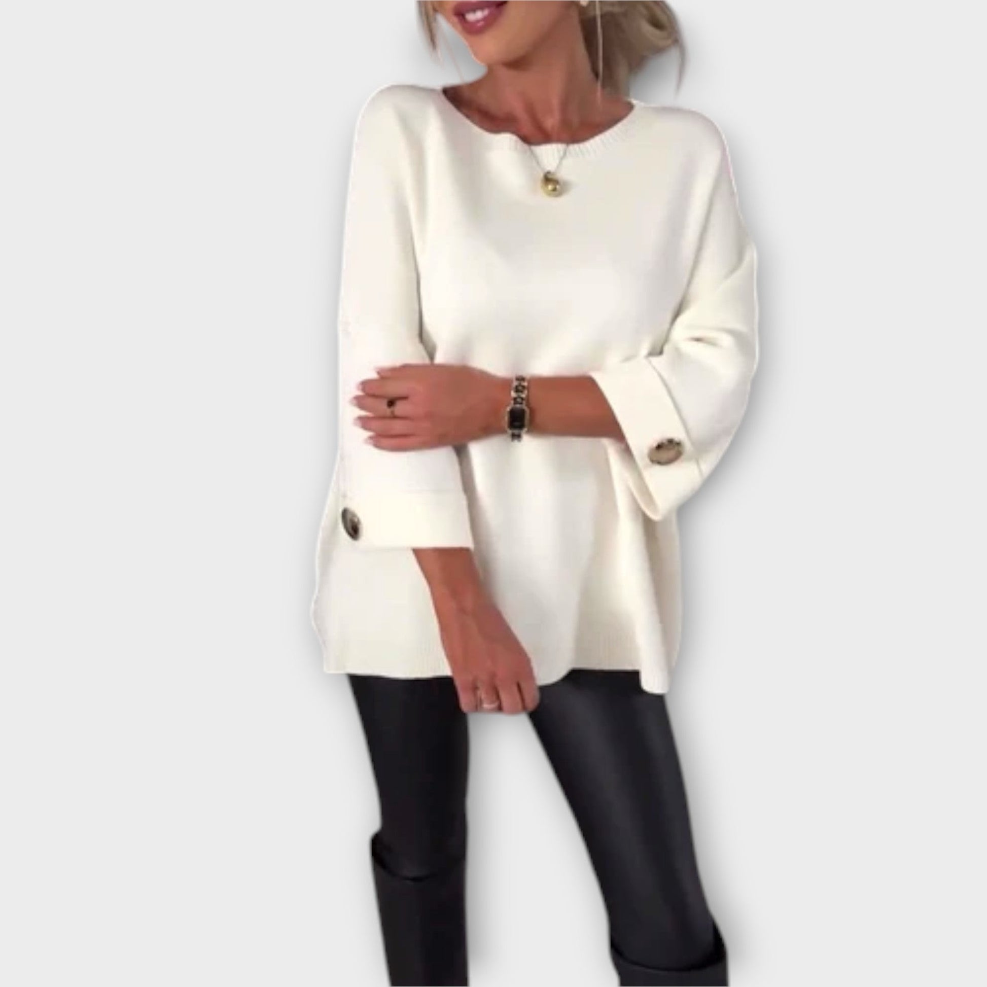 Damski Sweter Oversize z Guzikami – Elegancja i Komfort