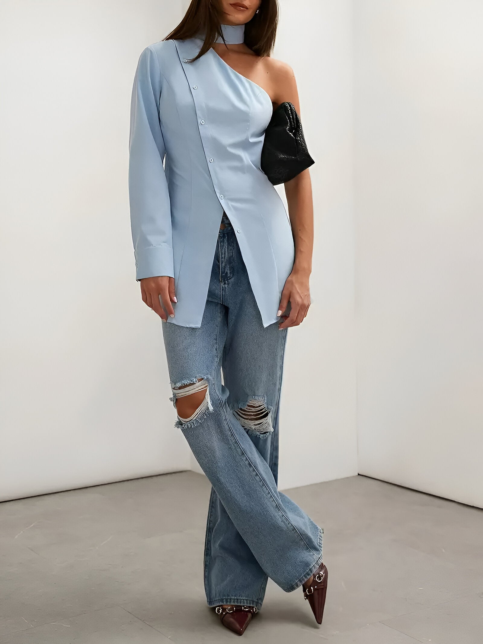 Damski Top Berlinn – Asymetria i Styl na Jedno Ramię