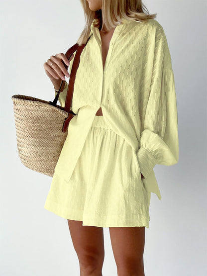 Damski Zestaw – Koszula i szorty w stylu casual