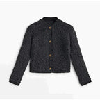 Damski kardigan z plisą guzikową - przytulny kardigan do noszenia na co dzień