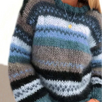 Damski sweter z dzianiny w paski - kolorowy i przytulny wygląd na jesień i zimę