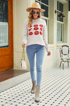 Damski sweter z nadrukiem ust – Modny i Wygodny