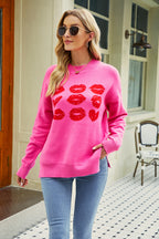 Damski sweter z nadrukiem ust – Modny i Wygodny