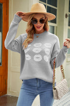 Damski sweter z nadrukiem ust – Modny i Wygodny