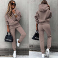 Damski dwuczęściowy dres oversize z kapturem - Casualowy zestaw joggerów 2