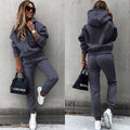 Damski dwuczęściowy dres oversize z kapturem - Casualowy zestaw joggerów 5