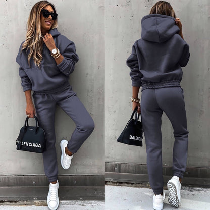 Damski dwuczęściowy dres oversize z kapturem - Casualowy zestaw joggerów 5