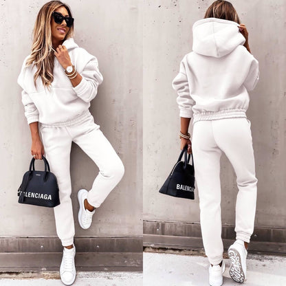 Damski dwuczęściowy dres oversize z kapturem - Casualowy zestaw joggerów 7