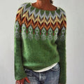 Damski sweter z dzianiny z nordyckim wzorem - ciepły i stylowy zimowy look 3