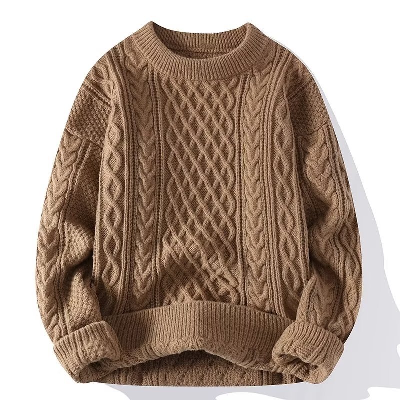 Damski sweter z dzianiny z wzorem w kable - Przytulny sweter oversize 3