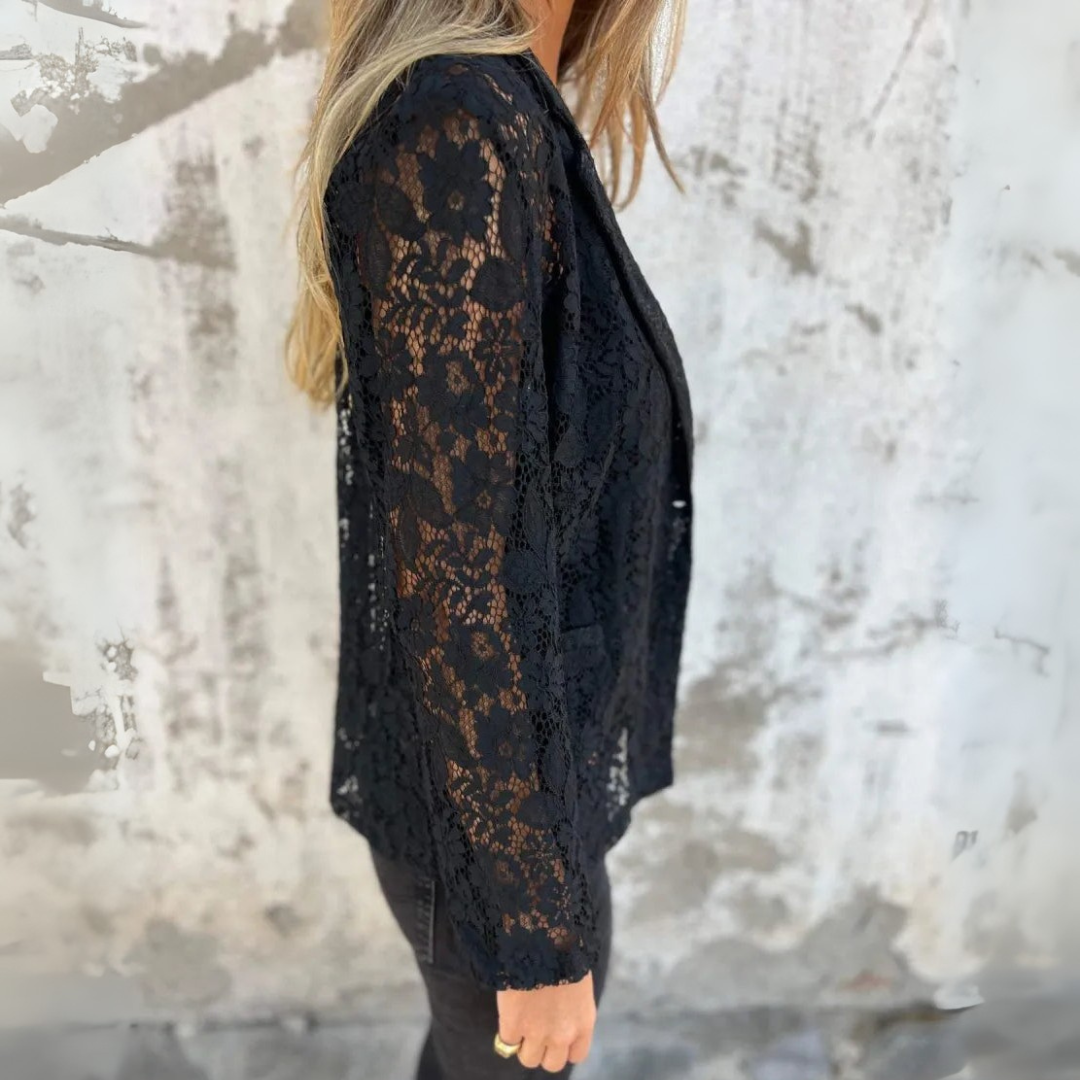 Długorękawa, przezroczysta marynarka damska 2