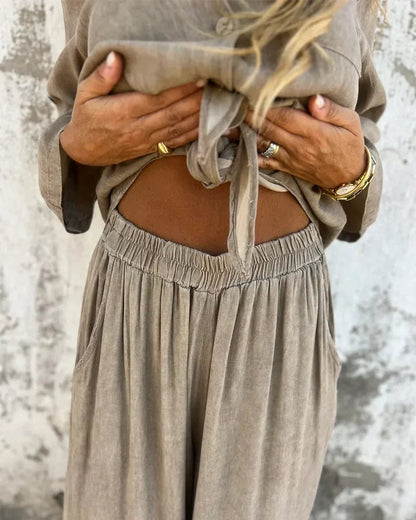 Dwuczęściowy komplet wypoczynkowy dla kobiet – teksturowana powierzchnia i luźny krój 3