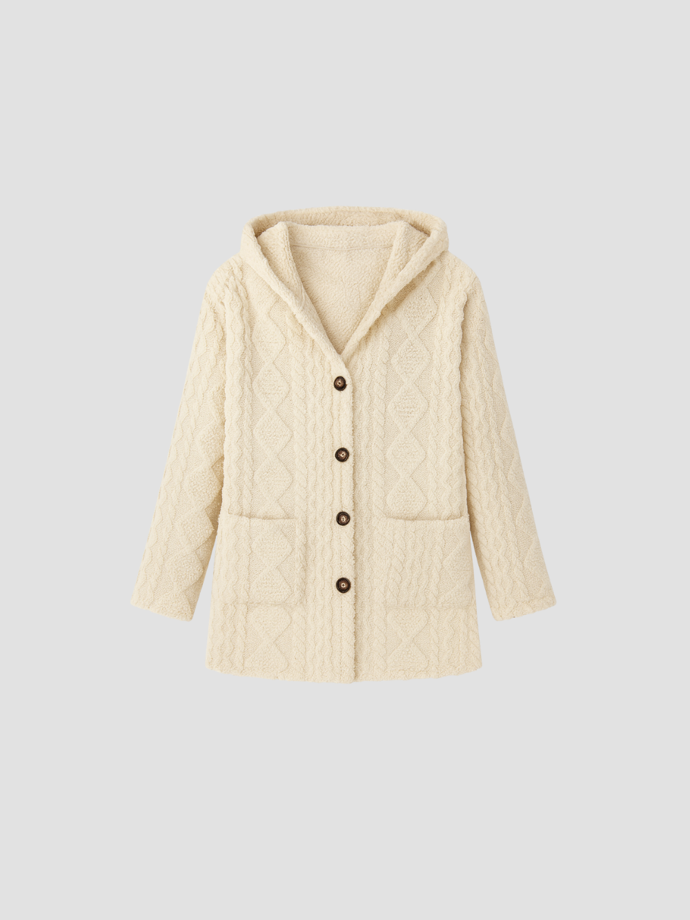 ELUNARA | DAMSKA DZIANINOWA KURTKA Z KAPTUREM – NATURALNE CIEPŁO I RĘCZNIE WYKONANY UROK 1