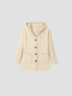 ELUNARA | DAMSKA DZIANINOWA KURTKA Z KAPTUREM – NATURALNE CIEPŁO I RĘCZNIE WYKONANY UROK 1