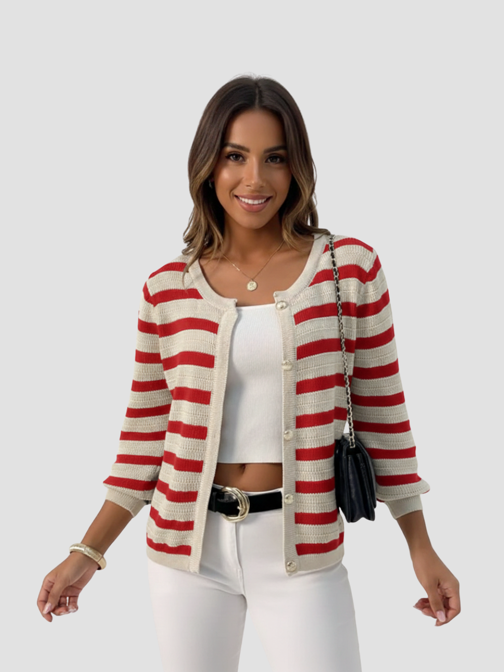 ESTELA | KARDIGAN DAMSKI | DZIANINA W PASKI I STYL CODZIENNY 3