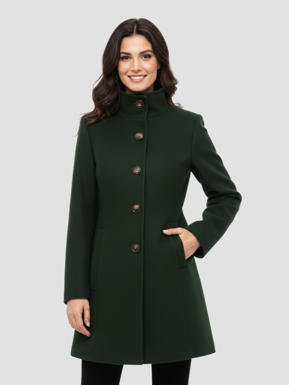 EULENA | DAMSKI PŁASZCZ Z WYSOKIM KOŁNIERZEM – CZYSTA ELEGANCJA I LEKKI PŁASZCZ 14