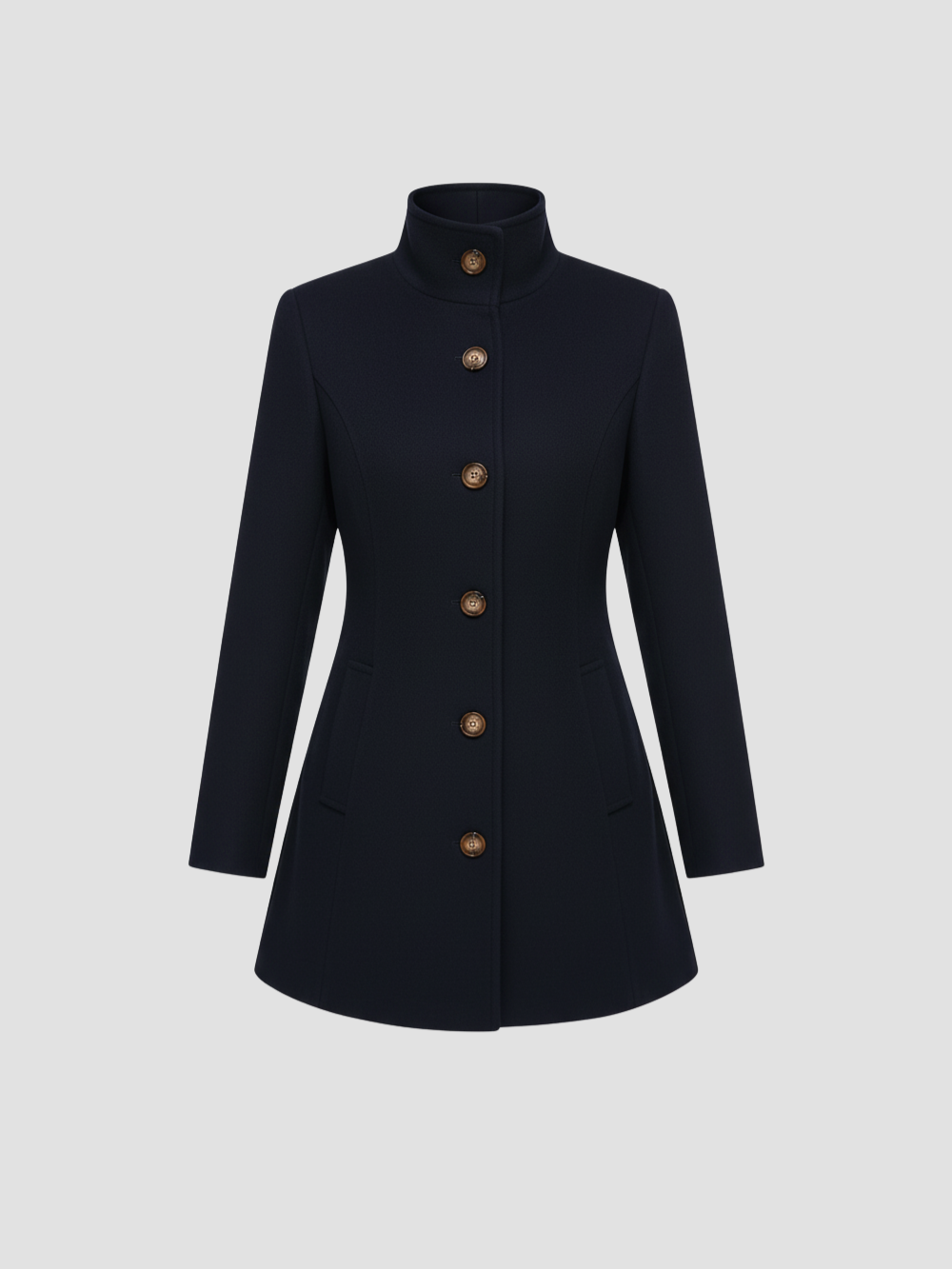 EULENA | DAMSKI PŁASZCZ Z WYSOKIM KOŁNIERZEM – CZYSTA ELEGANCJA I LEKKI PŁASZCZ 7