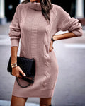 Elegancka sukienka dzianinowa z golfem – Styl i komfort w jednym