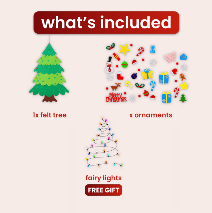 Filcowa choinka z 34 ozdobami – kreatywna, przyjazna dzieciom, przytulna 8
