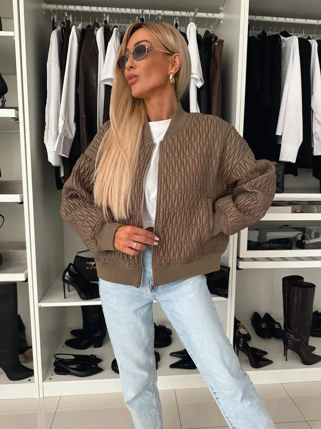 Hazel | Modna damska pikowana kurtka z zamkiem z przodu 5