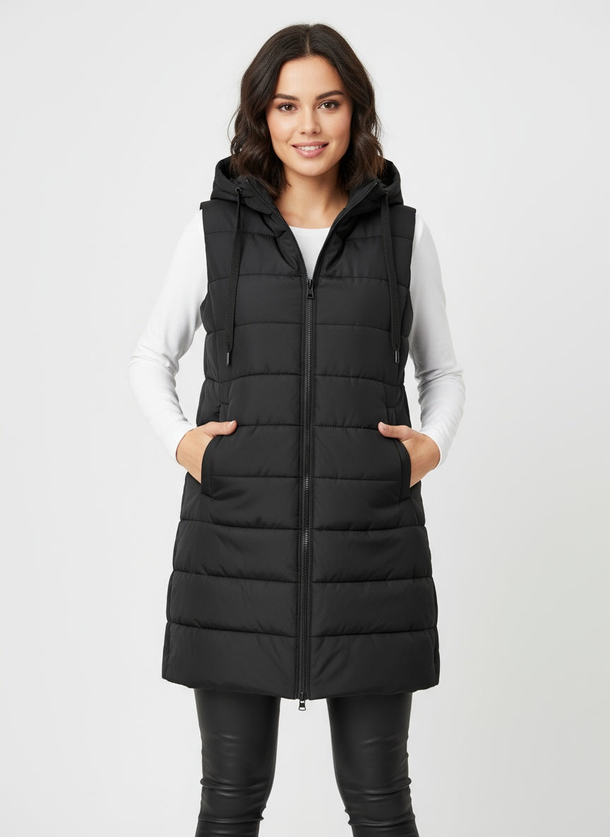 ISMENA | Damski długi, ocieplany płaszcz bez rękawów – lekka elegancja i nowoczesne ciepło 0