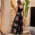 Jumpsuit damski – bez rękawów z kwiatowym wzorem