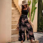 Jumpsuit damski – bez rękawów z kwiatowym wzorem