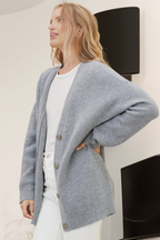 Kardigan z prążkowanej dzianiny zapinany na guziki dla kobiet 8