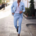 Klasyczny męski garnitur slim fit z marynarką i spodniami – idealny na formalne okazje