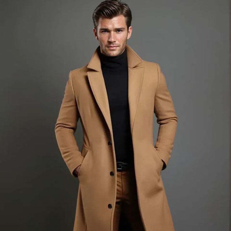 Klasyczny długi zimowy płaszcz męski 4