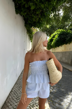 Kobiecy Zestaw Topu Bez Ramiączek i Szortów Wysoki Stan Elegancki Styl Codzienny