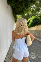 Kobiecy Zestaw Topu Bez Ramiączek i Szortów Wysoki Stan Elegancki Styl Codzienny