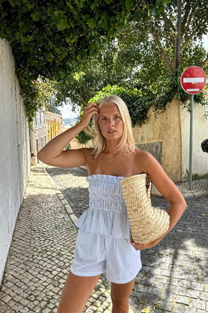 Kobiecy Zestaw Topu Bez Ramiączek i Szortów Wysoki Stan Elegancki Styl Codzienny