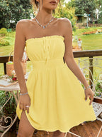 KobietLetnia Sukienka Bez Ramiączek z Kokardą